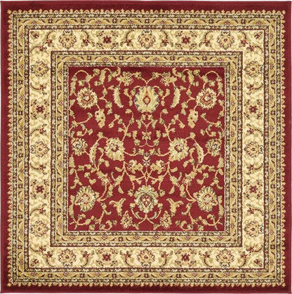 Unique Loom Voyage Collection Traditional Oriental Classic Intricate Design Area Rug (4' 0 x 4' 0 Square, Red/Gold)
