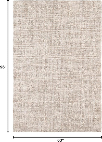 Dash and Albert Crosshatch Wool Area Rug - 5' x 8' Ivory Solid Hand Micro Hooked Accent Rug - Durable, High Traffic Areas Bedroom, Hallway, Stairs - Premium Luxury Hotel Quality Soft Breathable