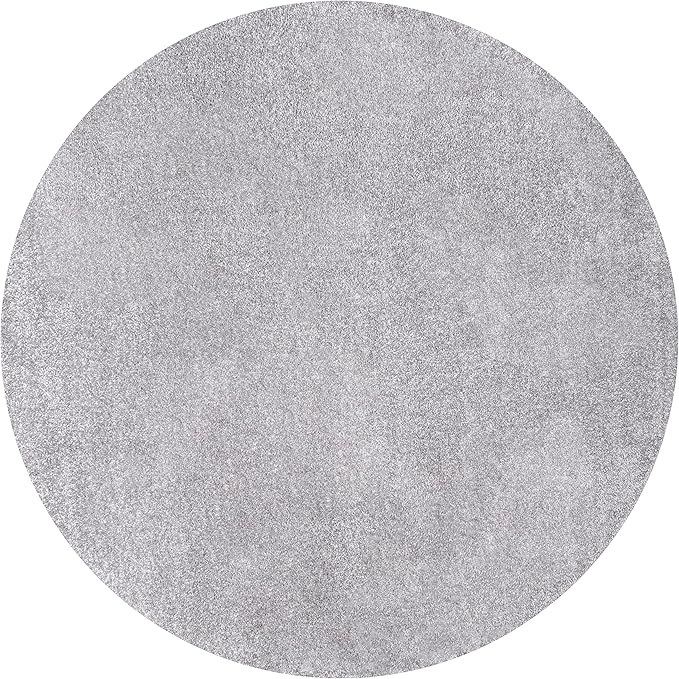 Eyely UES100A-8R Supersoft Haze Solid Low-Pile Indoor Area Rug, Coastal, Bohemian, Minimalist, Classic, Casual for Bedroom,Kitchen,Living Room,Non Shedding,Easy-Washing, Gray, 8' Round