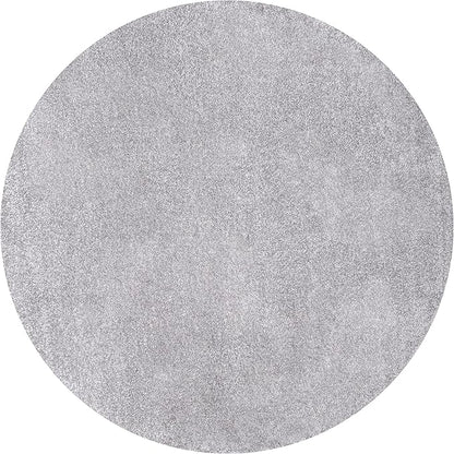 Eyely UES100A-4R Supersoft Haze Solid Low-Pile Indoor Area Rug, Coastal, Bohemian, Minimalist, Classic, Casual for Bedroom,Kitchen,Living Room,Non Shedding,Easy-Washing, Gray, 4' Round