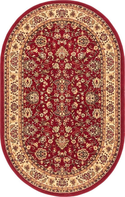Unique Loom Sialk Hill Collection Area Rug - Washington (5' x 8' Oval Burgundy/Cream)