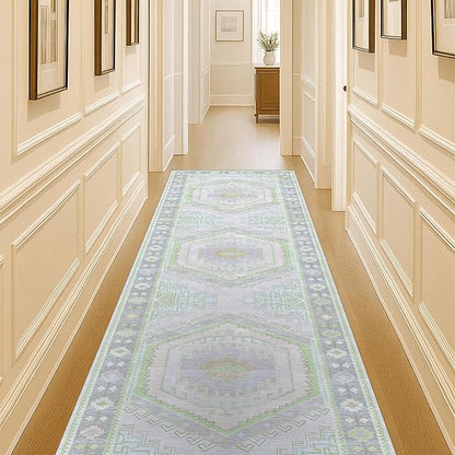 Fame Living Washable Area Rug. Modern Farmhouse. Vintage. Turkish. Bohemian. Distressed. Oriental. Traditional. Rugs for Living Room. Dining. Bedroom. Office. Entryway. Foyer. (856GrnCrm, 2'5" x 4'9")