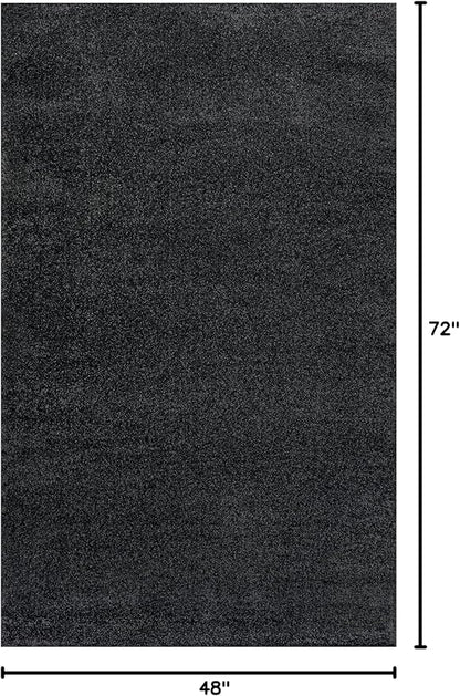 Eyely UES100I-4 Supersoft Haze Solid Low-Pile Indoor Area Rug Casual;Contemporary;Solid;Traditional, Bedroom, Kitchen, Living Room, Easy-Cleaning, Non-Shedding, 4 X 6, Black