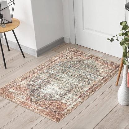 Keen Home Design 2x3 Rug - Machine Washable Entry Rug with Non-Slip Backing, Ideal for Enteryway, Kitchen, Bathroom, Laundry Room - Vintage, Easy Clean, Durable, Low Pile - (2' x 3')