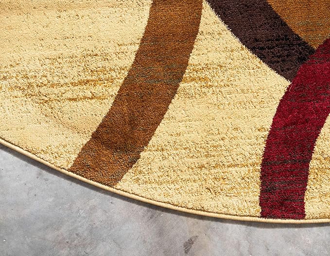 Unique Loom Barista Collection Area Rug - Kona (4' 1" Round, Beige/ Black)