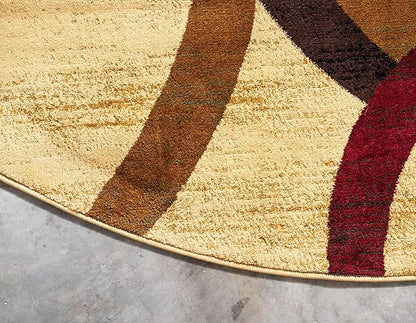 Unique Loom Barista Collection Area Rug - Kona (4' 1" Round, Beige/ Black)