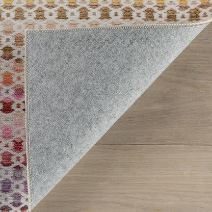 Dash & Albert Poppy Multi Machine Washable Rug, 5 X 8 Feet, Multicolored Geometric Pattern