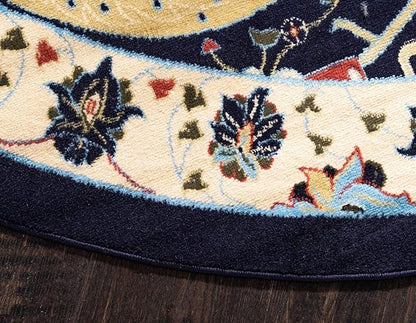 Unique Loom Espahan Collection Area Rug - Cape Cod (7' 10" Round, Navy Blue/ Black)
