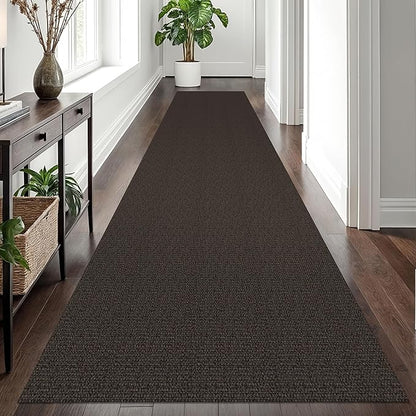 EARTHALL Long Runner Rug 3x12 Ft Washable Runners for Hallways Cotton Non Slip Entryway Runner Braided Kitchen Runner Indoor Outdoor Carpet Runners for Entryway, Hall, Foyers, Taupe/Coffee