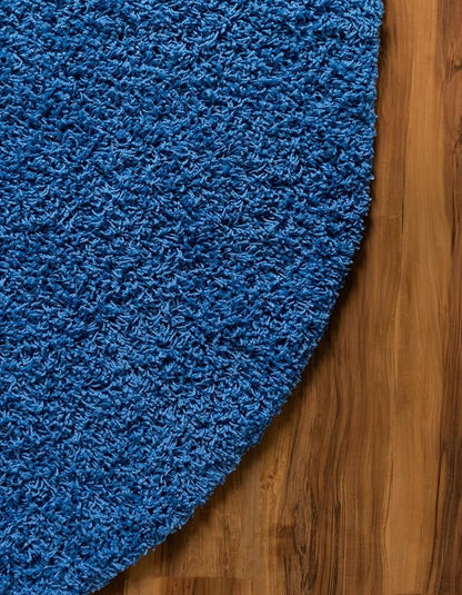 Unique Loom Solid Shag Collection Area Rug (3' 3" x 5' 3" Oval, Periwinkle Blue)