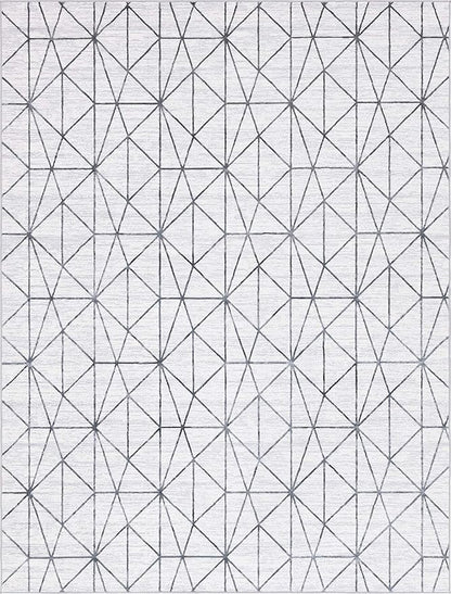 Rugs.com Lattice Trellis Collection Rug – 9' x 12' White Low-Pile Rug Perfect for Living Rooms, Large Dining Rooms, Open Floorplans