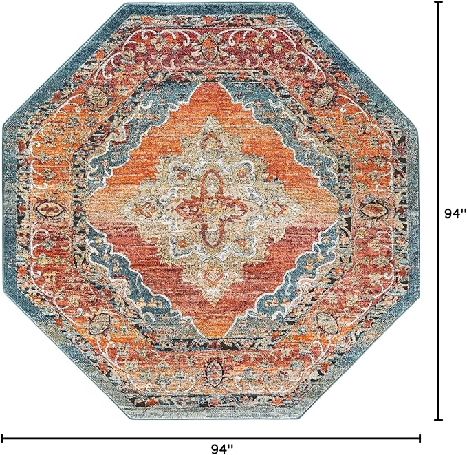 Unique Loom Isabella Collection Area Rug - Rossellini (7' 10" Octagon, Rust Red/ Beige)