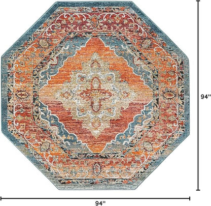Unique Loom Isabella Collection Area Rug - Rossellini (7' 10" Octagon, Rust Red/ Beige)
