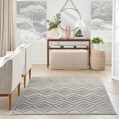 Nourison Home Versatile Silver Grey 4' x 6' Area Rug - Easy Clean, Non Shedding, Bed Room, Living Room, Dining Room, Kitchen (4' x 6')