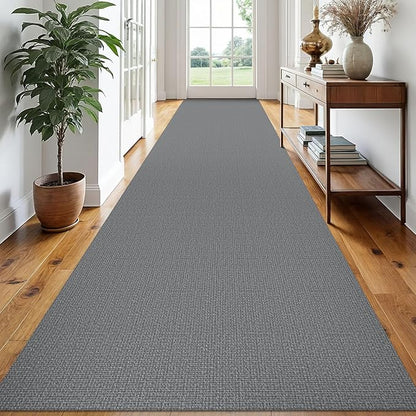EARTHALL Extra Long Runner Rug 3x18 Ft Washable Runners for Hallways Cotton Non Slip Entryway Runner Braided Kitchen Runner Indoor Outdoor Carpet Runners for Hotels, Officel, Stair, Charcoal Gray