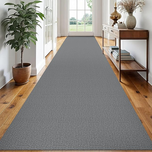 EARTHALL Extra Long Runner Rug 3x18 Ft Washable Runners for Hallways Cotton Non Slip Entryway Runner Braided Kitchen Runner Indoor Outdoor Carpet Runners for Hotels, Officel, Stair, Charcoal Gray