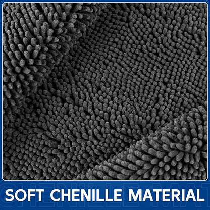 Chenille Absorbent Front Door Mat 72" x 36", Dog Door Mat for Muddy Paws, Trap Dirt Doormat, Mud Mat for Dogs, Washable Non Slip Outdoor Indoor Doormats for Entryway, Grey