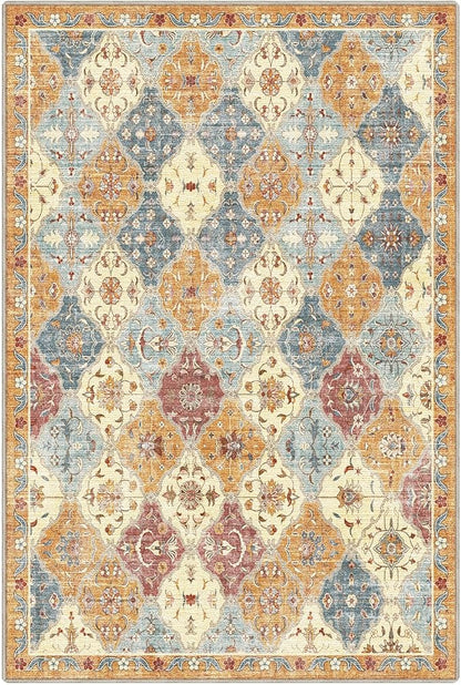 LUMI Washable Area Rug 5x8 for Living Room, Ultra Soft Stain Resistant Carpet with Non Slip Rubber Backing, Non-Shedding Low Pile Rugs for Bedroom, Dining Room, Indoor, Office