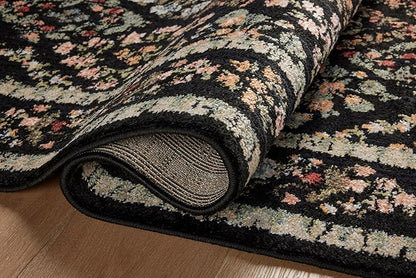Loloi Rifle Paper Co. Laurel Collection LAU-04 Black/Multi 5'-3" x 7'-8" Area Rug