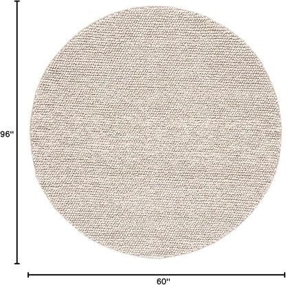 SAFAVIEH Natura Collection Area Rug - 5' x 8' Oval, Beige, Handmade Wool Blend, Textured Design, Ideal for Living Room, Bedroom, Dining Space (NAT620B)