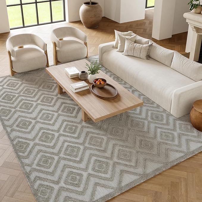 Nourison Home Versatile Silver Grey 6' x 9' Area Rug - Easy Clean, Non Shedding, Bed Room, Living Room, Dining Room, Kitchen (6' x 9')
