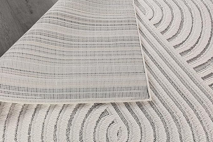 CAMILSON Modern Rug 5x7 Luxury Swirl Curved Micro Loop Area Rugs Soft High-Low Pile Stain Resistant Easy to Clean Non-Shedding Durable Living Room Office Indoor Carpet (White)