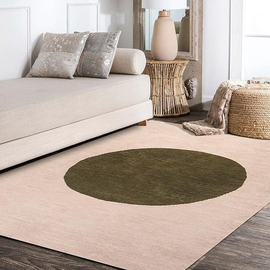 JONATHAN Y Machine Washable Cream/Green Indoor Area Rug 8X10 ft, Cirkel Minimalist Geometric Dot for Living Room, Bedroom, Kitchen, Office, Easy-Cleaning, Pet-Friendly, Non-Shedding WSH113C-8