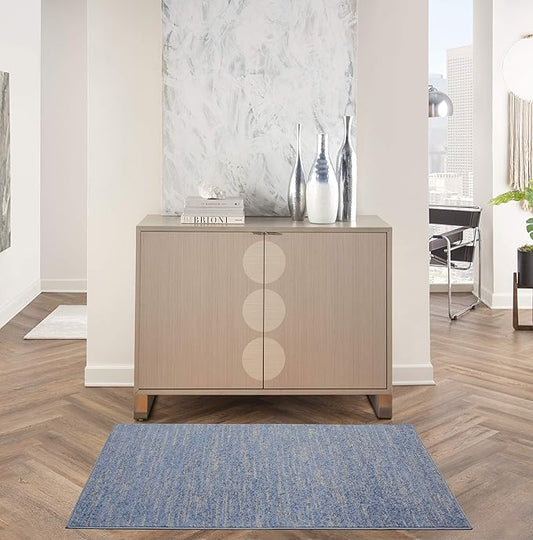 Nourison Home Nourison Essentials Blue Grey 3' x 5' Area Rug - Easy Clean, Non Shedding, Bed Room, Living Room, Dining Room, Kitchen (3' x 5')