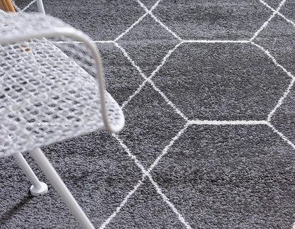 Unique Loom Trellis Frieze Collection Area Rug - Geometric (5' x 8' Oval, Dark Gray/ Ivory)