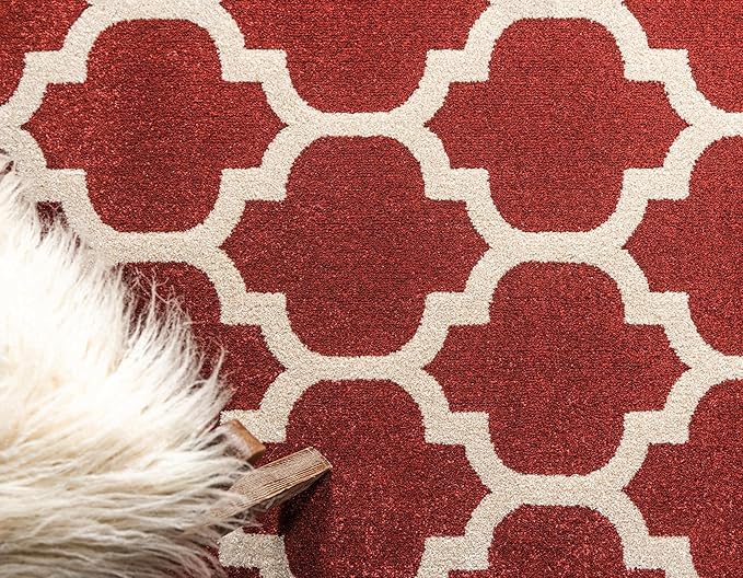 Rugs.com Lattice Collection Rug – 9' x 12' Dark Terracotta Medium Rug Perfect for Living Rooms, Large Dining Rooms, Open Floorplans