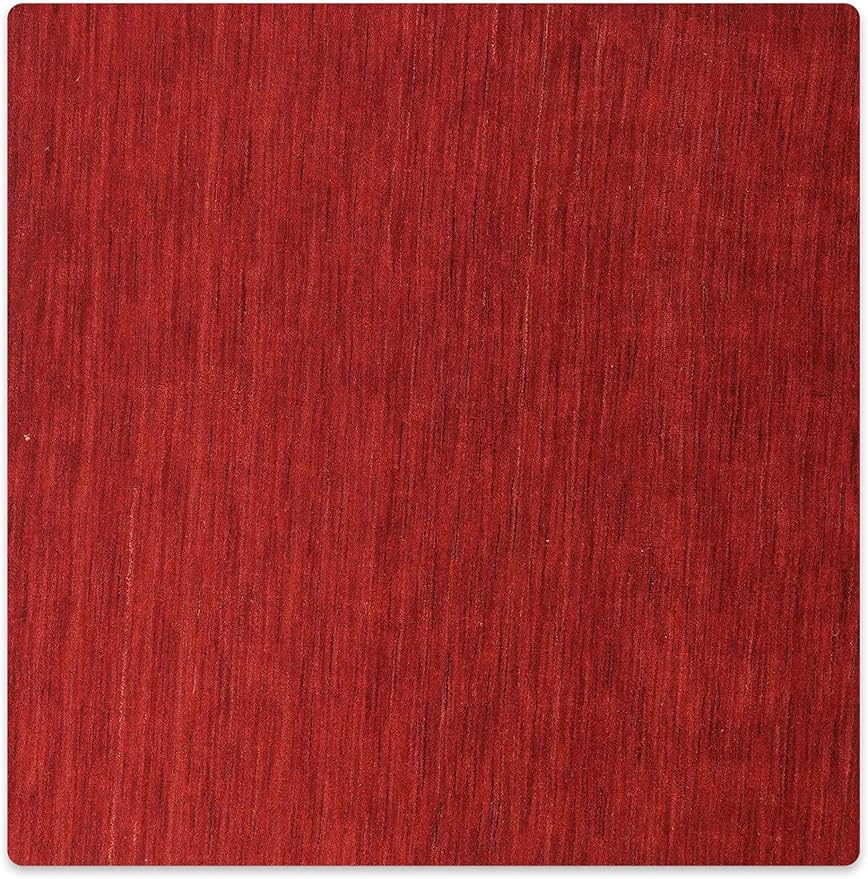 Hand Knotted Loom Wool ECO-Friendly Area Rugs - 8'x8', Square, Red Color, Solid Plain Design, High Pile Thick Handmade Anti Skid Area Rugs for Living Room, Bed Room (L00111)