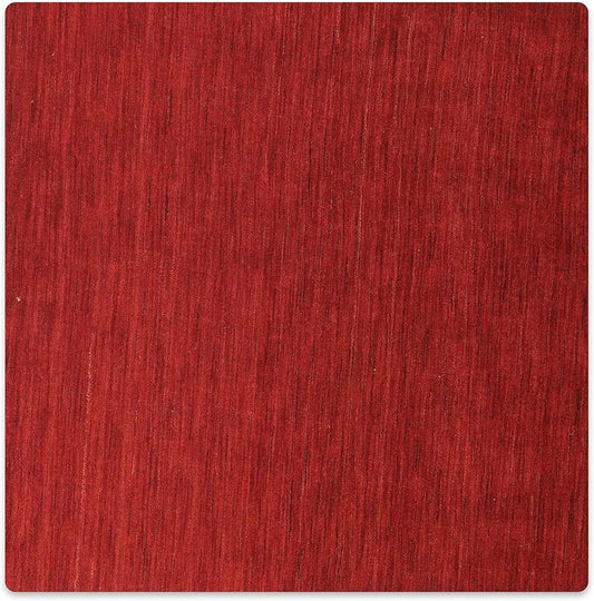 Hand Knotted Loom Wool ECO-Friendly Area Rugs - 8'x8', Square, Red Color, Solid Plain Design, High Pile Thick Handmade Anti Skid Area Rugs for Living Room, Bed Room (L00111)