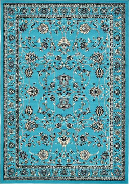 Unique Loom Sialk Hill Collection Area Rug - Washington (7' 1" x 10' Rectangle Turquoise/Black)