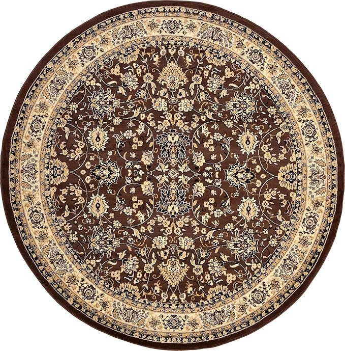 Unique Loom Sialk Hill Collection Area Rug - Washington (7' 10" Round Brown/Black)