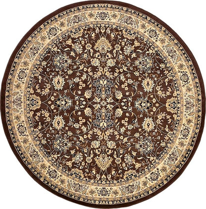 Unique Loom Sialk Hill Collection Area Rug - Washington (7' 10" Round Brown/Black)