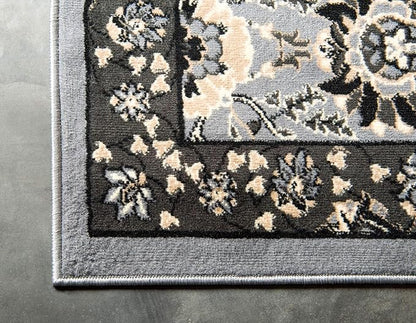 Unique Loom Espahan Collection Area Rug - Cape Cod (7' 1" x 10' Rectangle, Dark Gray/ Black)