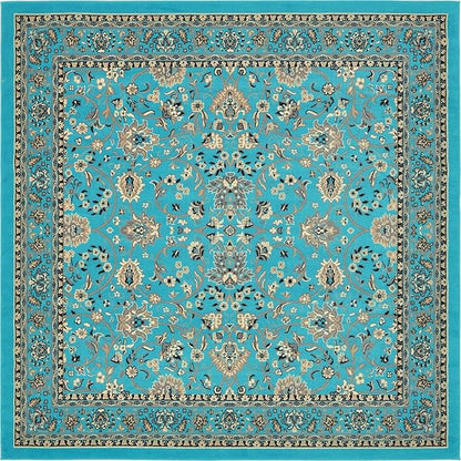 Unique Loom Sialk Hill Collection Area Rug - Washington (8' Square Turquoise/Black)