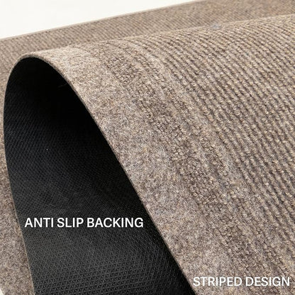 English Home Custom Size Anti Slip Striped Design Light Weight Durable TPR Backing Thin Pile Runner Rug (26" x 30')