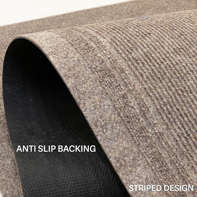 English Home Custom Size Anti Slip Striped Design Light Weight Durable TPR Backing Thin Pile Runner Rug (26" x 8')