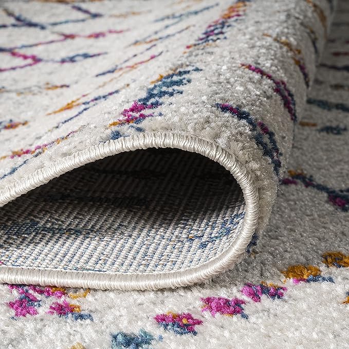 JONATHAN Y Boho Vintage Diamond Cream/Multi Indoor Area Rug 8X10 ft, Moroccan Hype for Living Room, Bedroom, Kitchen, Office, Easy-Cleaning, High Traffic, Pet-Friendly, Non-Shedding (MOH101H-8)