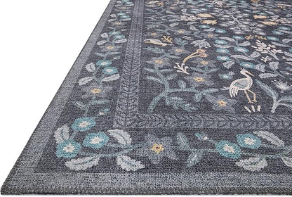 Loloi Rifle Paper Co. Maison Collection MAO-01 Nightingale Black 2'-6" x 7'-6", .19" Pile Height, Runner Rug