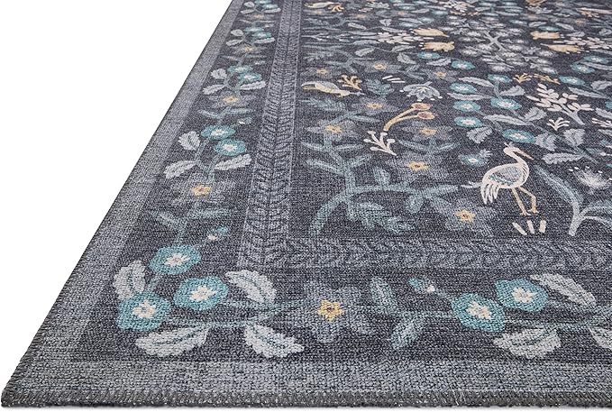Loloi Rifle Paper Co. Maison Collection MAO-01 Nightingale Black 3'-9" x 5'-6", .19" Pile Height, Accent Rug