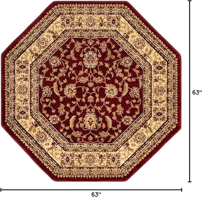 Unique Loom Voyage Collection Traditional Oriental Classic Intricate Design Area Rug (5' 0 x 5' 0 Octagonal, Red/Gold)