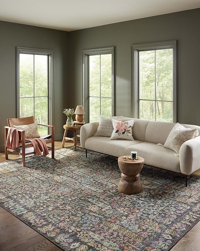 Loloi Rifle Paper Co. Maison Collection MAO-07 Charcoal 5'-0" x 7'-6", .19" Pile Height, Area Rug