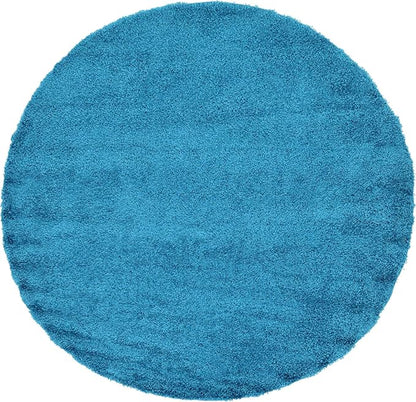 Unique Loom Solid Shag Collection Area Rug (8' Round, Turquoise)