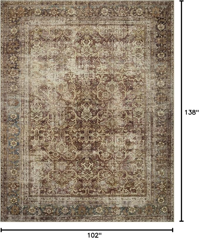 Loloi Magnolia Home by Joanna Gaines Sinclair Collection SIN-01 Rust/Lagoon 8'-6" x 11'-6", .25" Pile Height, Machine Washable, Area Rug