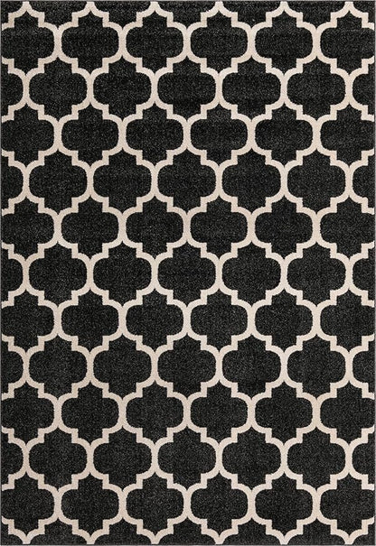 Rugs.com Lattice Collection Rug – 7' x 10' Black Medium Rug Perfect for Bedrooms, Dining Rooms, Living Rooms
