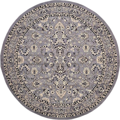 Unique Loom Sialk Hill Collection Area Rug - Washington (8' Round Gray/Black)
