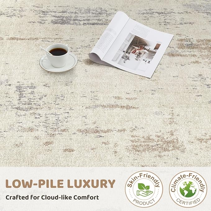 5x8 Area Rug Living Room Rugs - Washable Neutral Modern Abstract Soft Thin Rug Indoor Floor No Slip Rug Carpet for Bedroom Under Dining Table Home Office Decor - Light Brown/Gray
