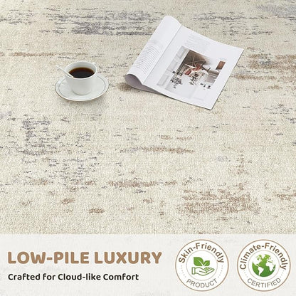 5x8 Area Rug Living Room Rugs - Washable Neutral Modern Abstract Soft Thin Rug Indoor Floor No Slip Rug Carpet for Bedroom Under Dining Table Home Office Decor - Light Brown/Gray
